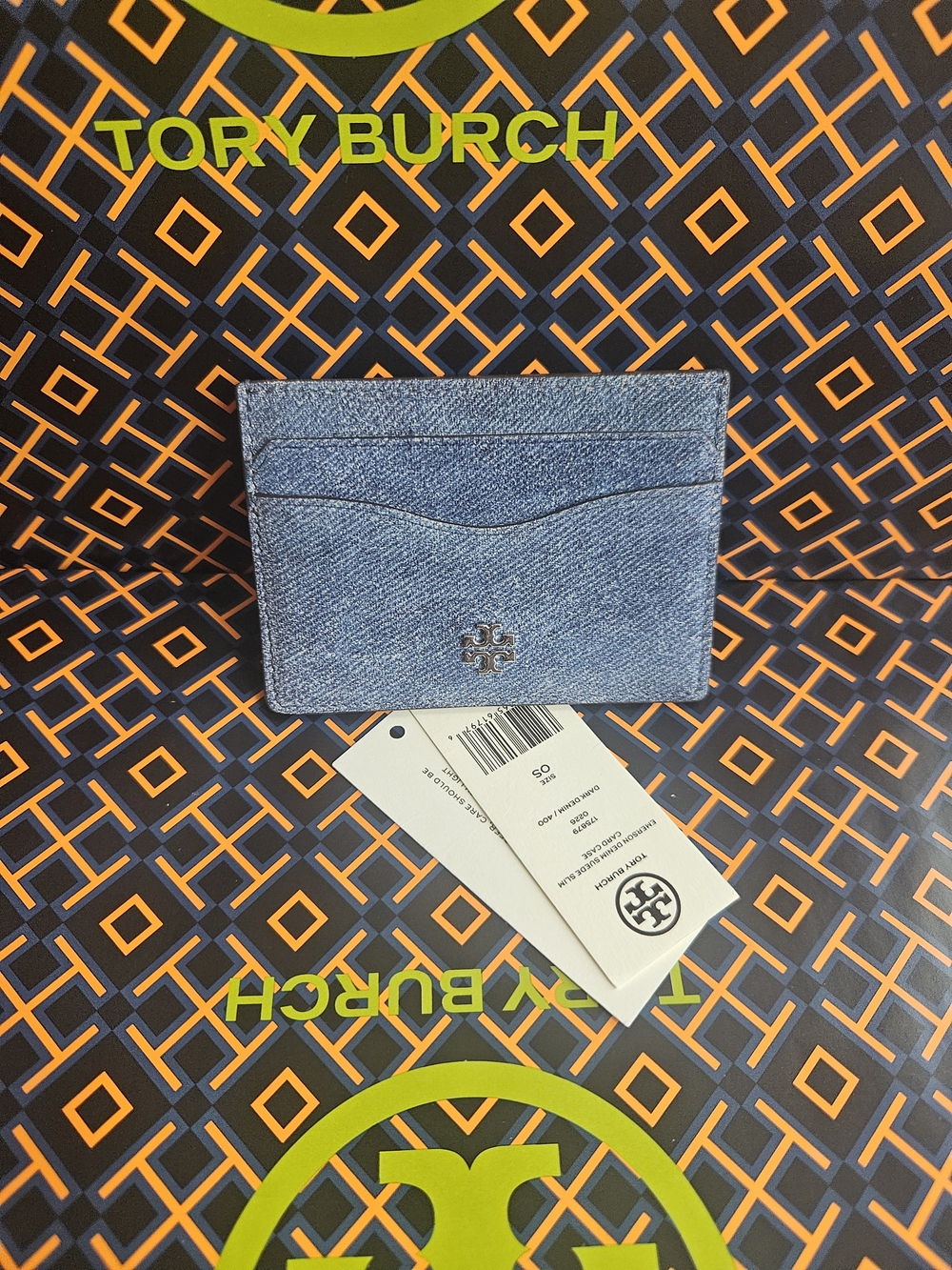 Tory Burch Emerson Denim Suede Slim Card Case 175879